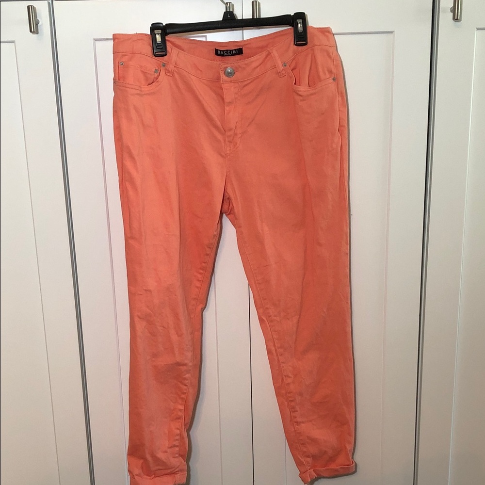 Baccini Coral Orange / Peach Ankle-Length cropped skinny Jeans Size 16